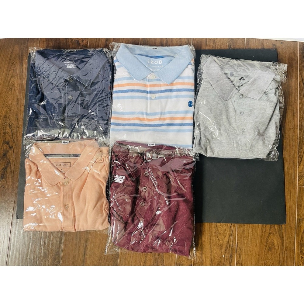 Lot‎ of 5 Men's Shirts XL ,short Sleeve,brands Adidas,van Heusen,Bdry,club Room.